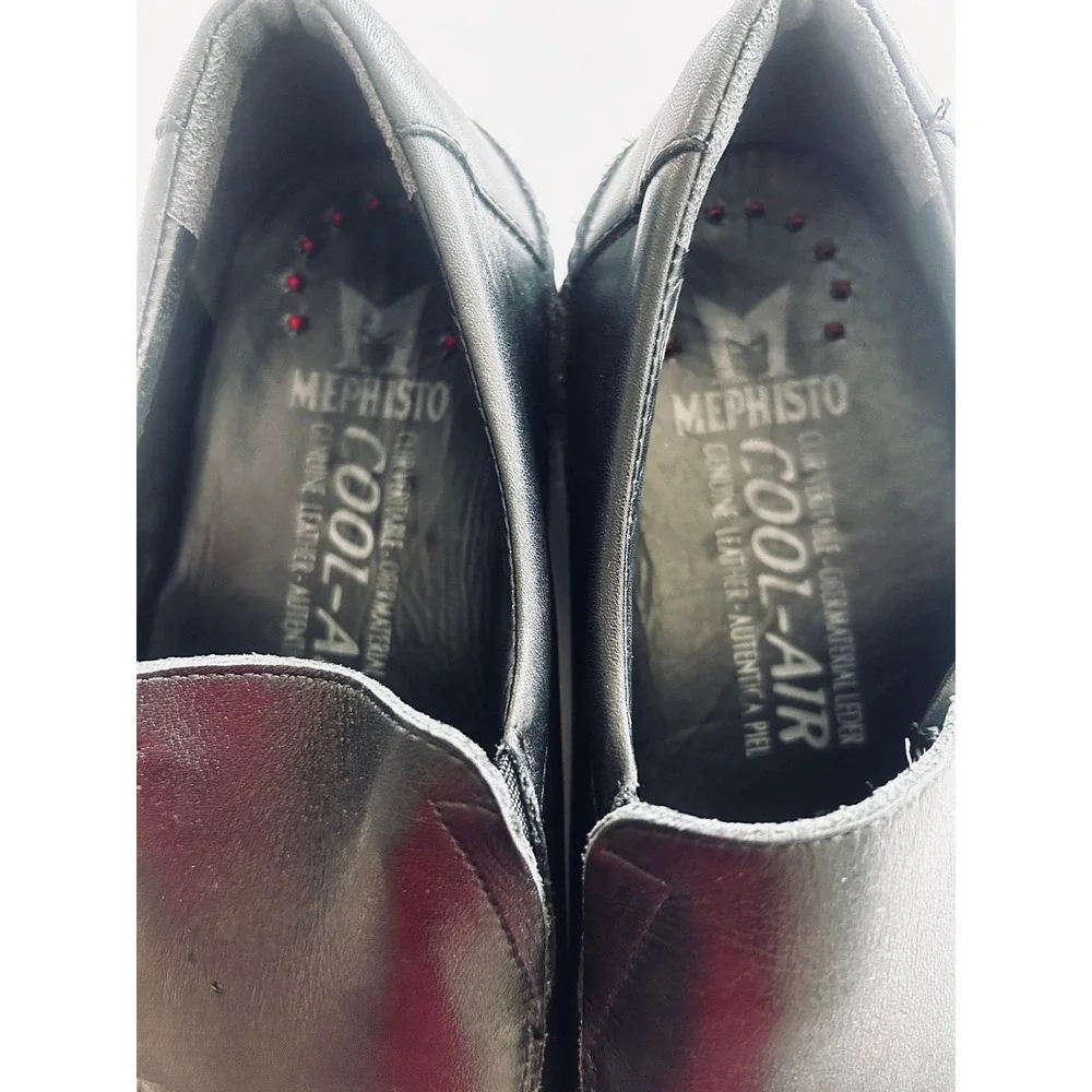 Mephisto Cool-Air Mens Black Leather Slip On Loafers Shoes Size 9 US 8.5 EUR